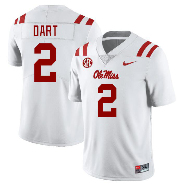 Ole Miss Rebels #2 Jaxson Dart College Football Jerseys Stitched Sale-White